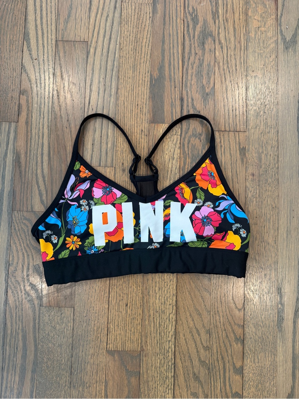 Victoria's Secret PINK Floral Black Multicolor Sports Bra